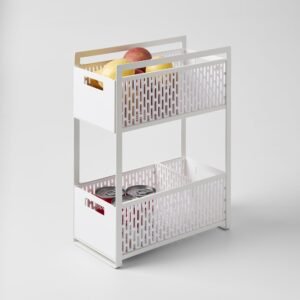 Two-Tier Cabinet Storage Basket - White