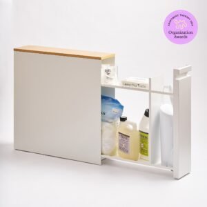 Pull-Out Bathroom Storage Cabinet - Steel + Wood - White