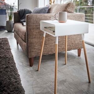 Storage Table - Tall (23" H) - Steel + Wood - White