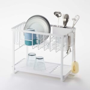 Two-Tier Wire Dish Rack - Steel - White