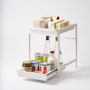 Two-Tier Pull-Out Shelf - Steel - White