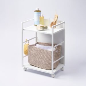 Two-Tier Hideaway Storage Cart (24" H) - Steel - White