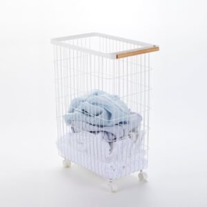 Rolling Wire Basket (24" H) - Steel + Wood