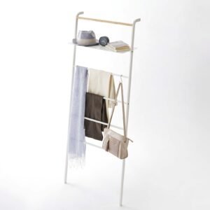 Leaning Storage Ladder With Shelf (63" H) - Steel - White