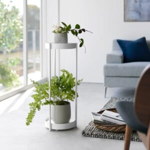 Two-Tier Rolling Plant Stand (28" H) - Steel - White