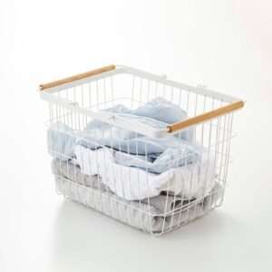 Wire Basket - Two Sizes - Steel + Wood - Large