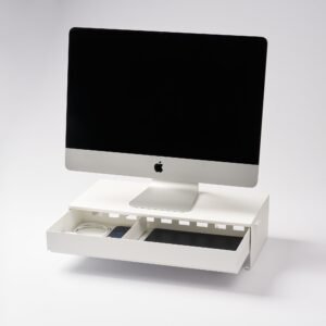 Monitor Stand With Drawer - Steel - White